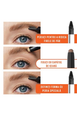 Pasii utilizarii Brow Lift Stick Creion pentru fixarea sprancenelor